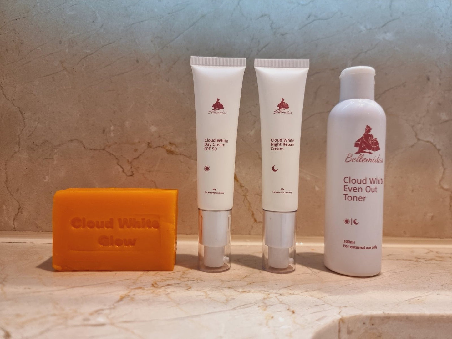 Bellemidas Cloud White Glow Facial Set – Whitening, Anti-Acne, Anti-Aging Skincare for Radiant Skin