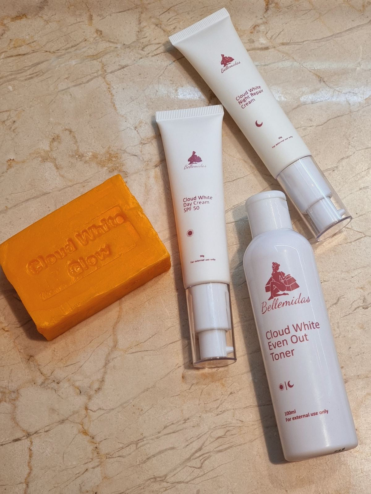 Bellemidas Cloud White Glow Facial Set – Whitening, Anti-Acne, Anti-Aging Skincare for Radiant Skin