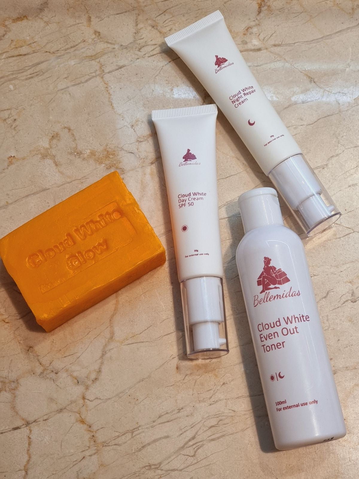 Bellemidas Cloud White Glow Facial Set – Whitening, Anti-Acne, Anti-Aging Skincare for Radiant Skin