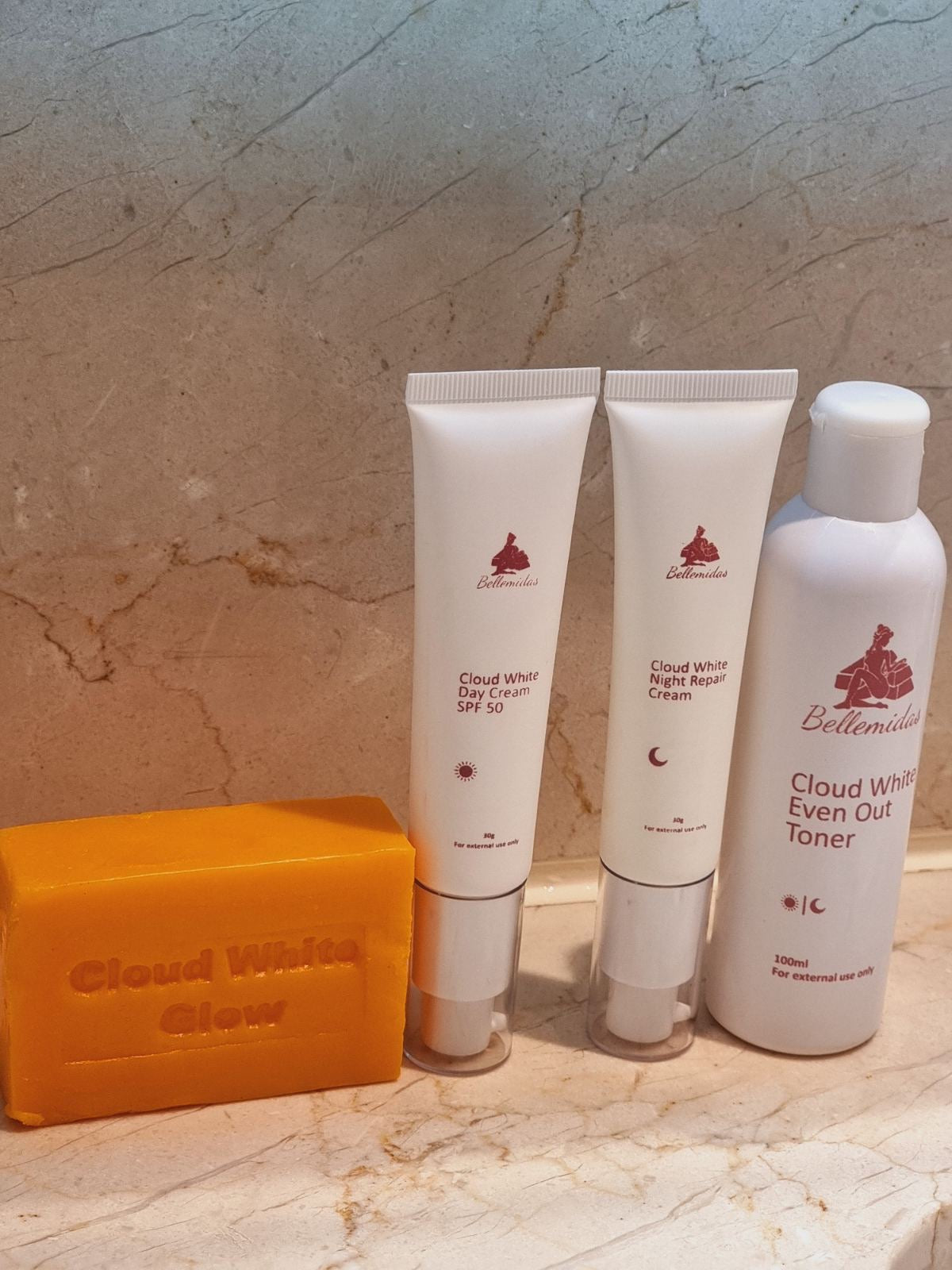Bellemidas Cloud White Glow Facial Set – Whitening, Anti-Acne, Anti-Aging Skincare for Radiant Skin