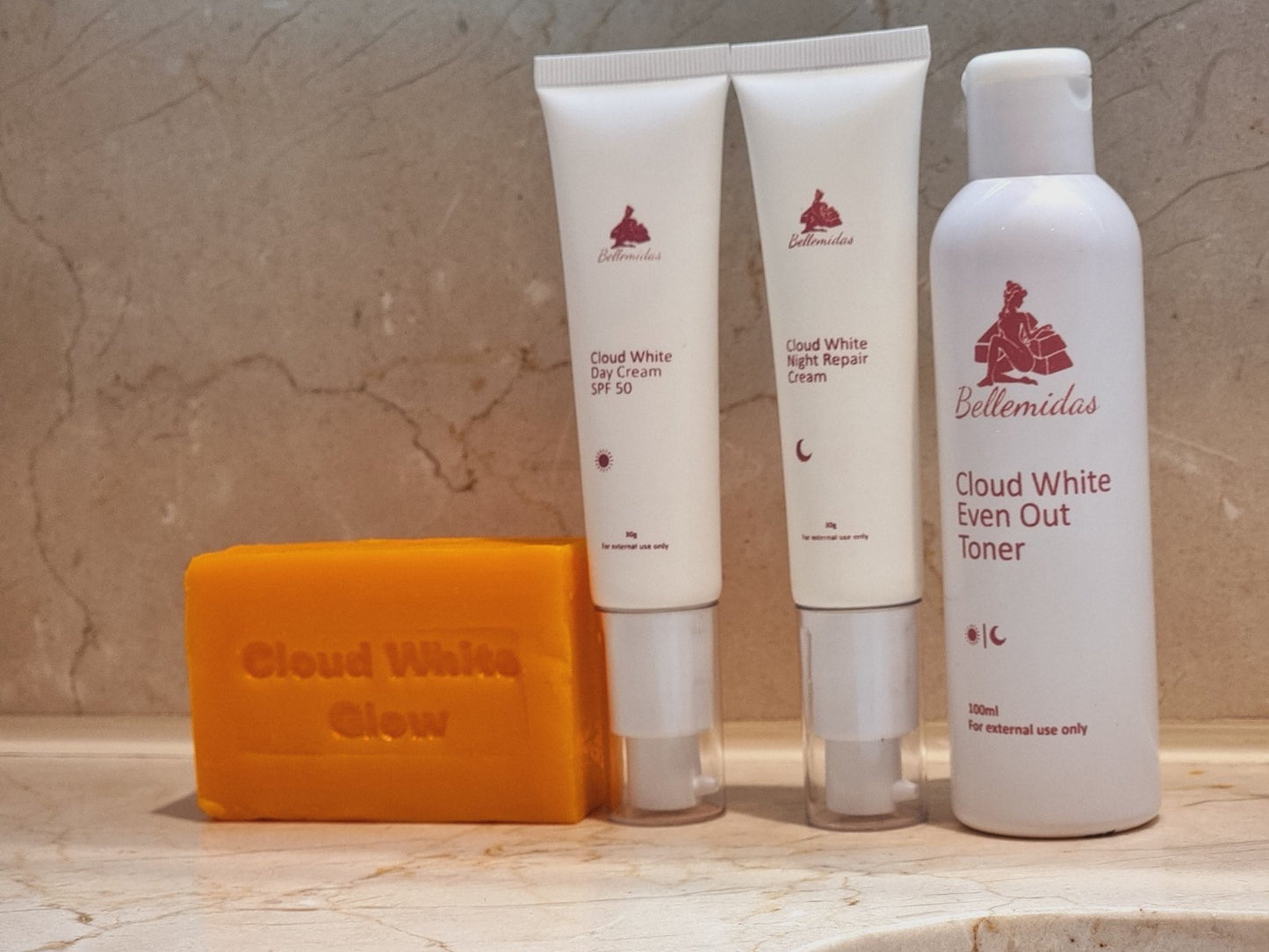 Bellemidas Cloud White Glow Facial Set – Whitening, Anti-Acne, Anti-Aging Skincare for Radiant Skin