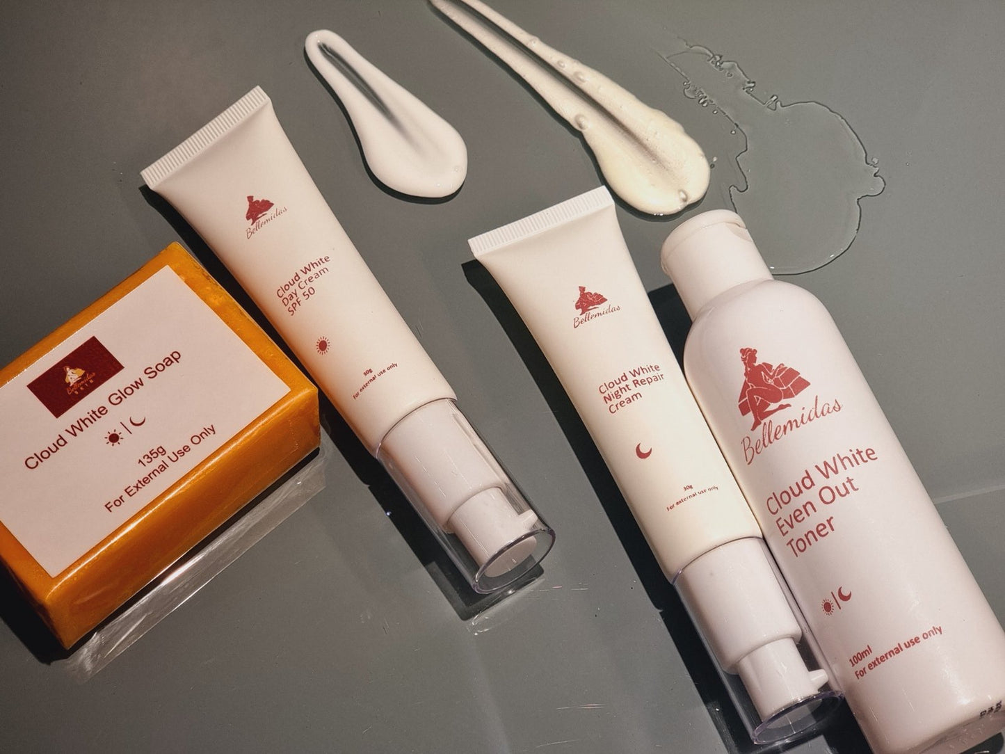 Bellemidas Cloud White Glow Facial Set – Whitening, Anti-Acne, Anti-Aging Skincare for Radiant Skin