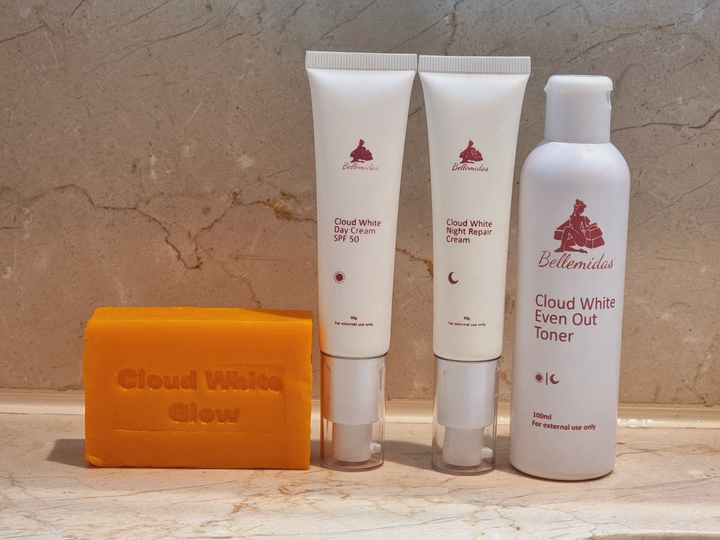 Bellemidas Cloud White Glow Facial Set – Whitening, Anti-Acne, Anti-Aging Skincare for Radiant Skin