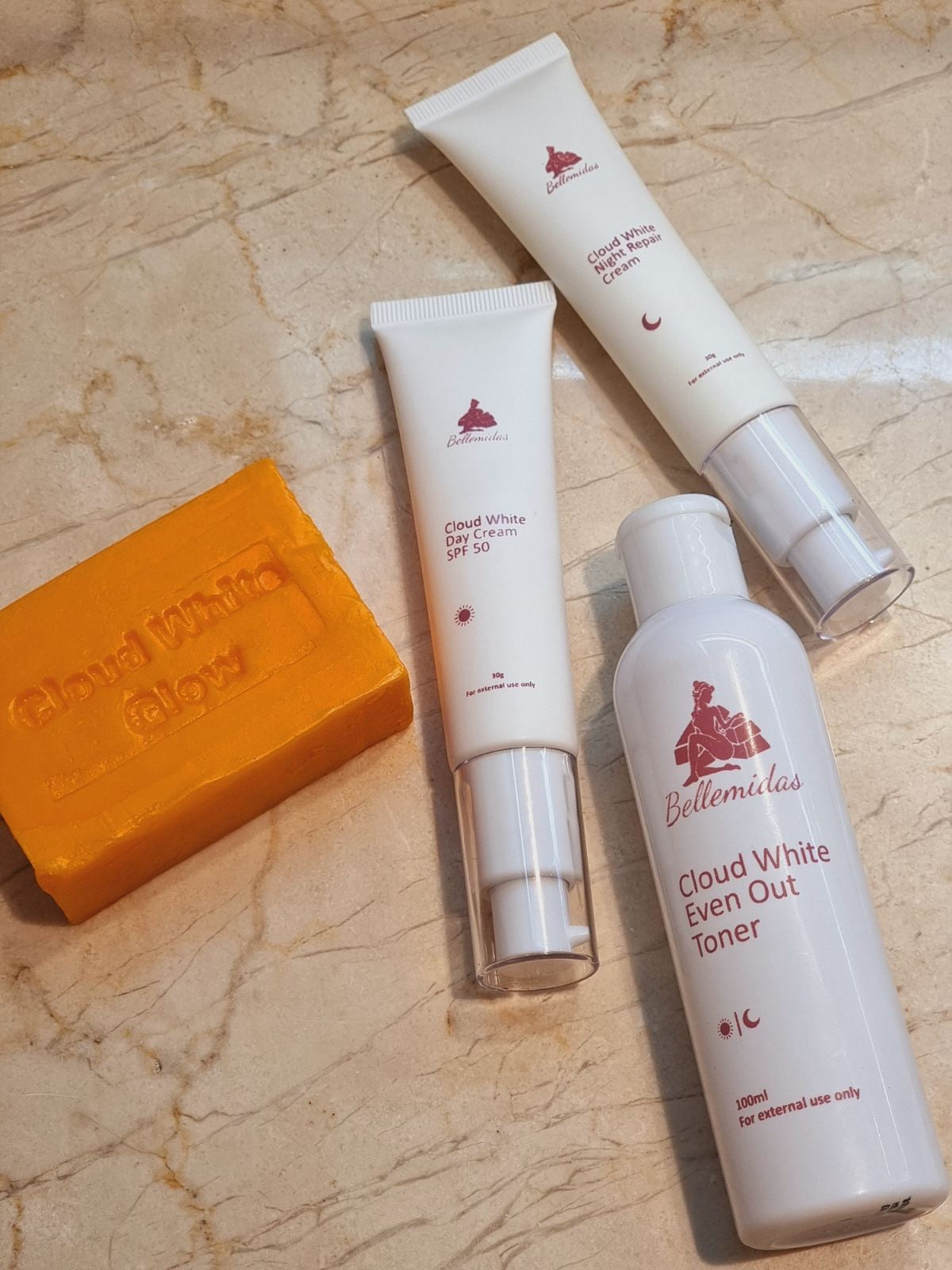 Bellemidas Cloud White Glow Facial Set – Whitening, Anti-Acne, Anti-Aging Skincare for Radiant Skin