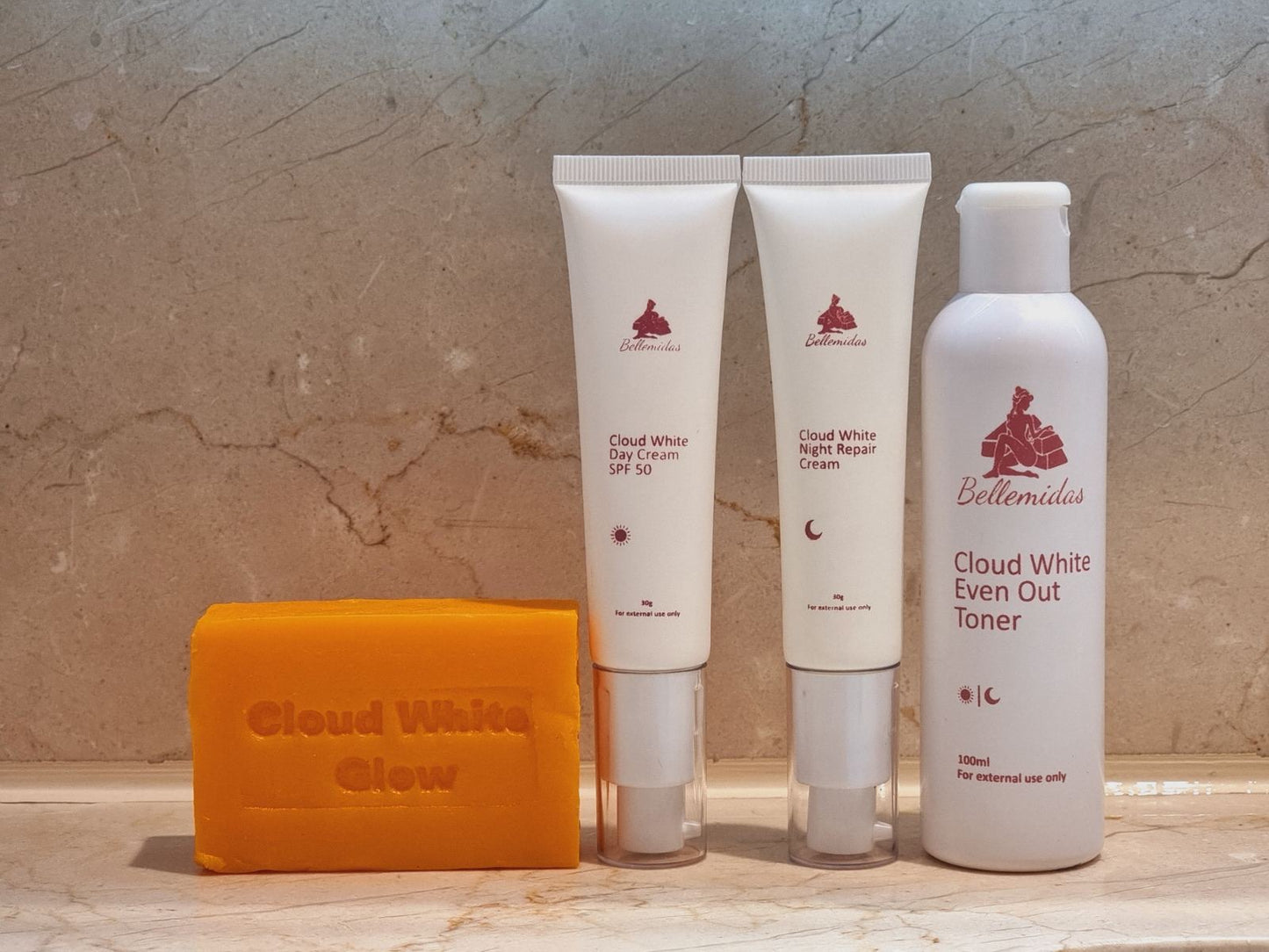 Bellemidas Cloud White Glow Facial Set – Whitening, Anti-Acne, Anti-Aging Skincare for Radiant Skin