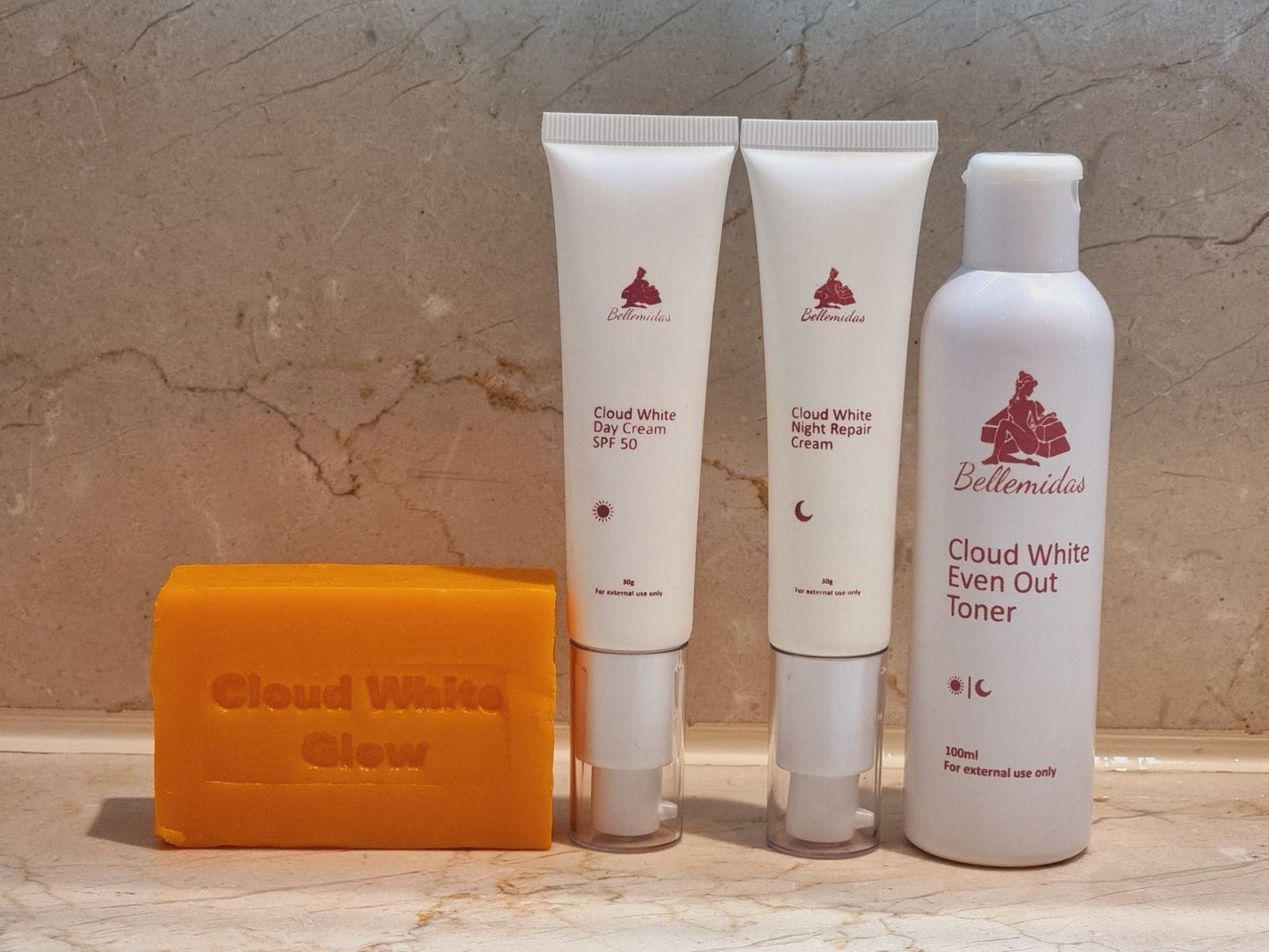 Bellemidas Cloud White Glow Facial Set – Whitening, Anti-Acne, Anti-Aging Skincare for Radiant Skin